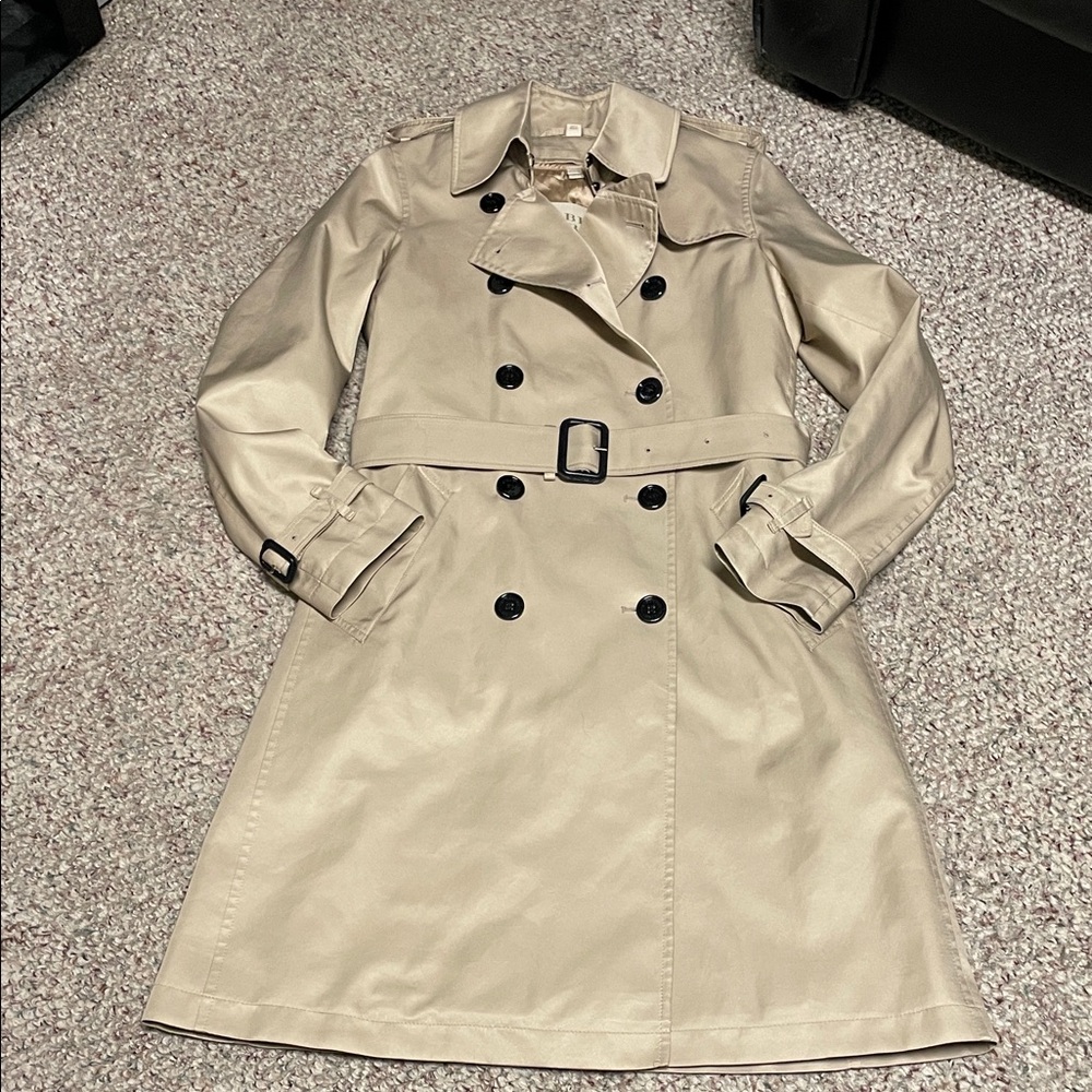 Burberry Brit Beige Double-Breasted Trench Coat with zip out wool lining